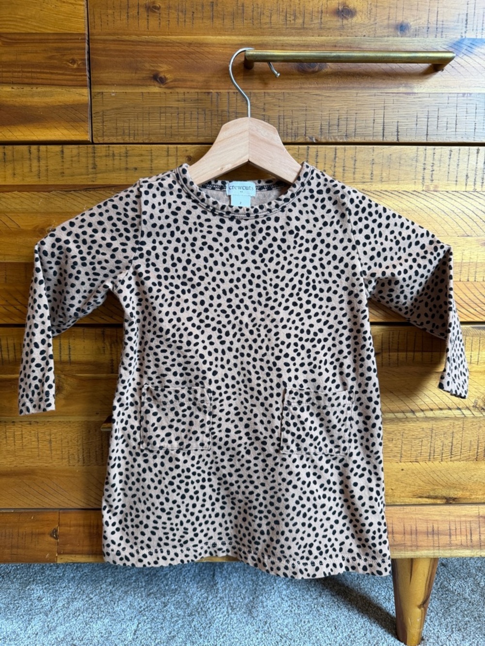 Crewcuts Toddler Leopard Print Pocket Dress - Tan & Black